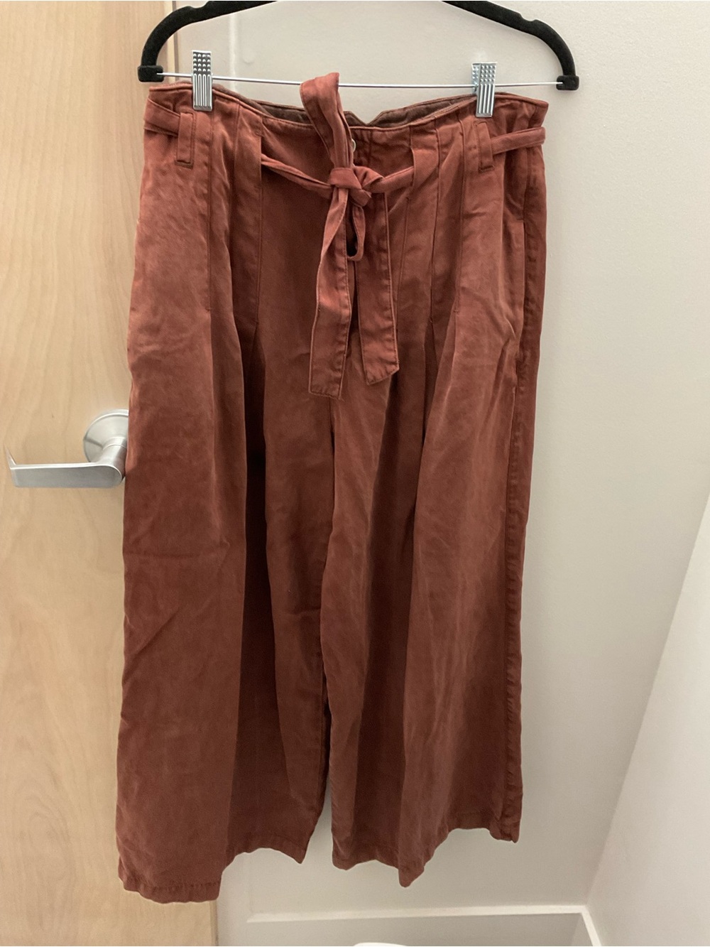Free People Size 12 Rust Wide Leg Tie-Waist Pants